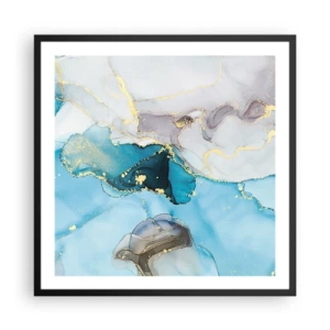 Poster in black frame - Study in Grey and  Turquoise Encounter - 60x60 cm