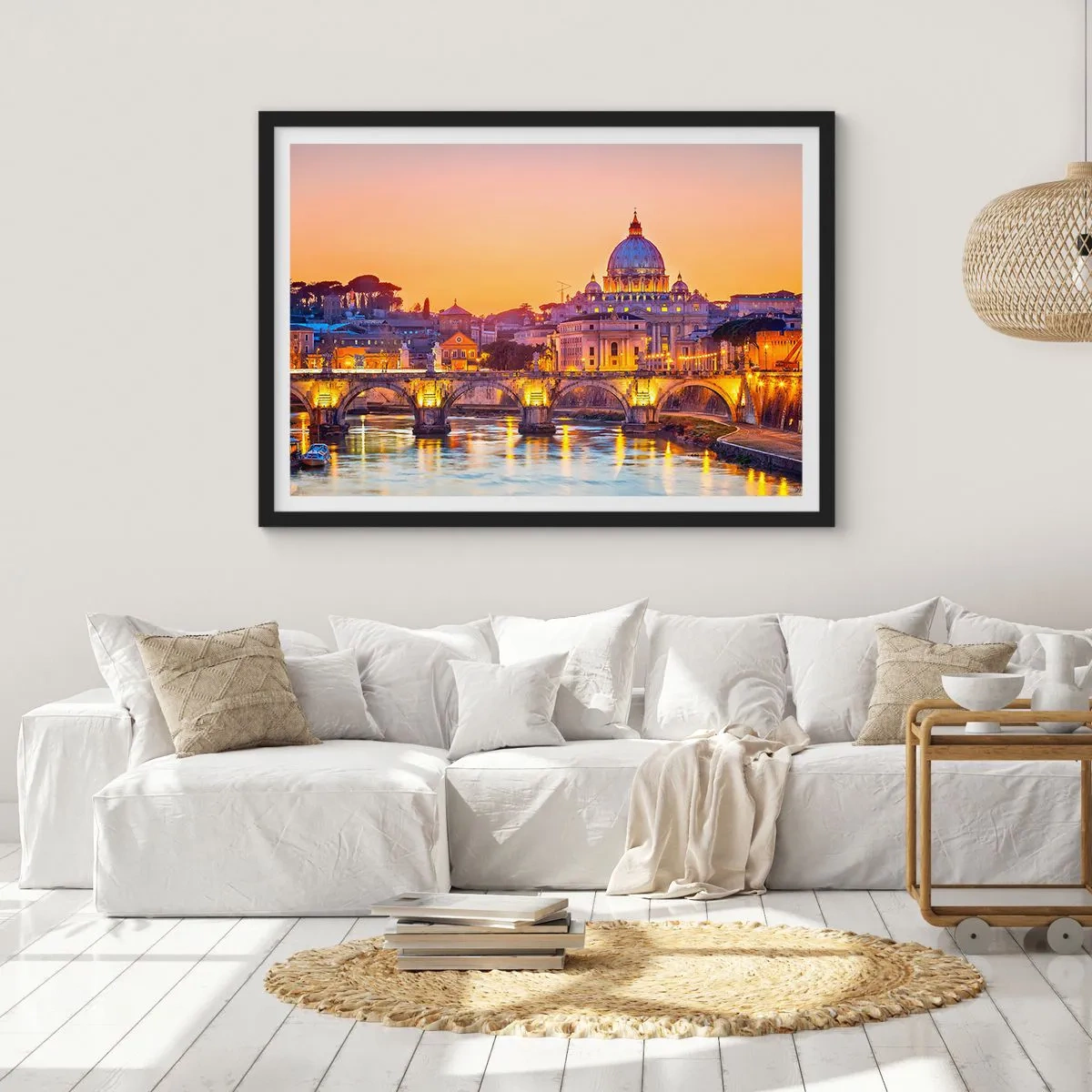 Poster in black frame - Twilight over Eternal City - 50x40 cm