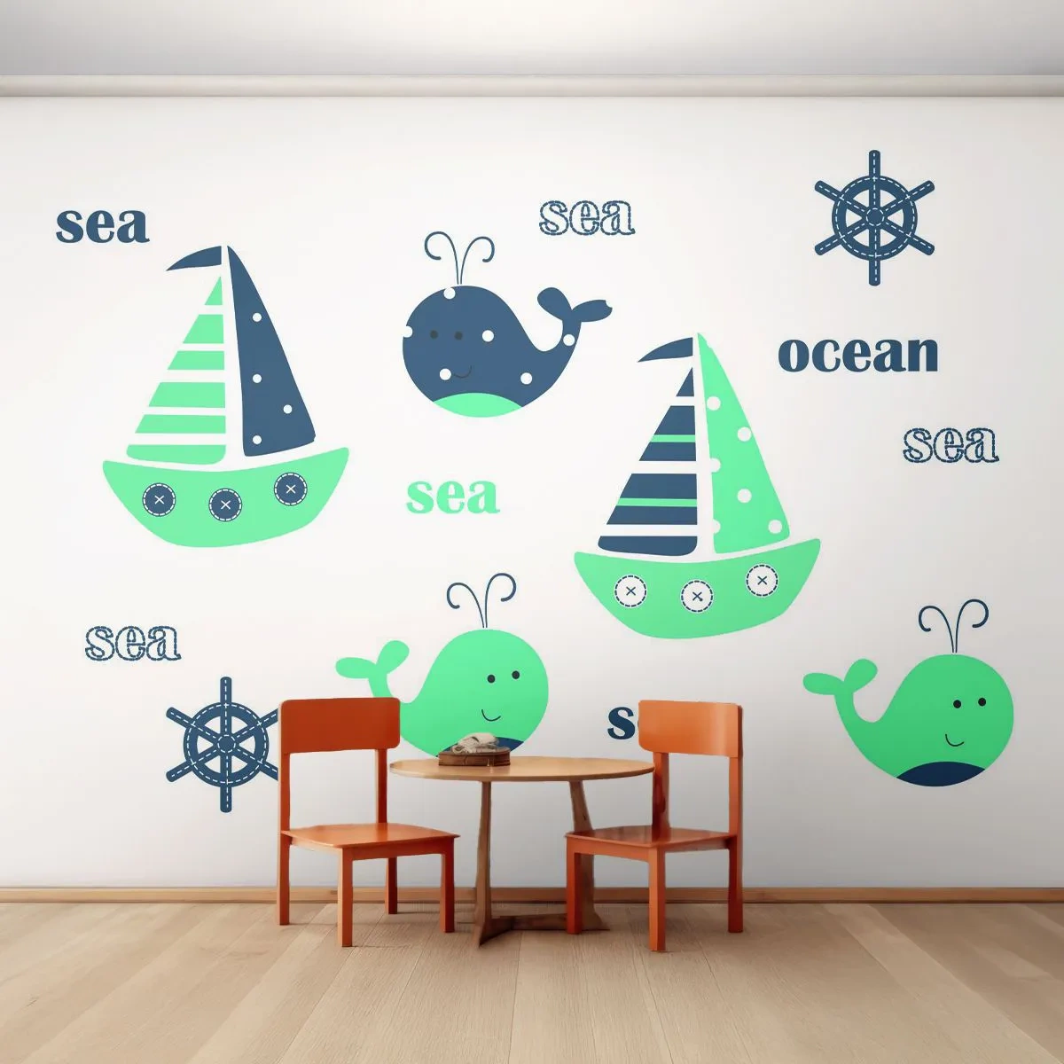 Photo Wallpaper Premium Canvas - Through Seas And Oceans - For children, Nautical, Sailboat - 250x175 cm