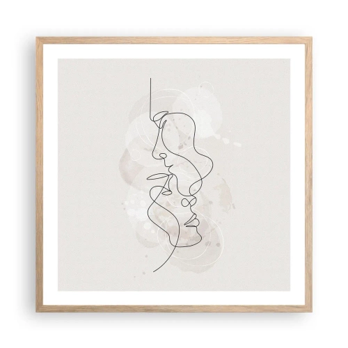 Poster in light oak frame - Tangled up in an Embrace - 60x60 cm