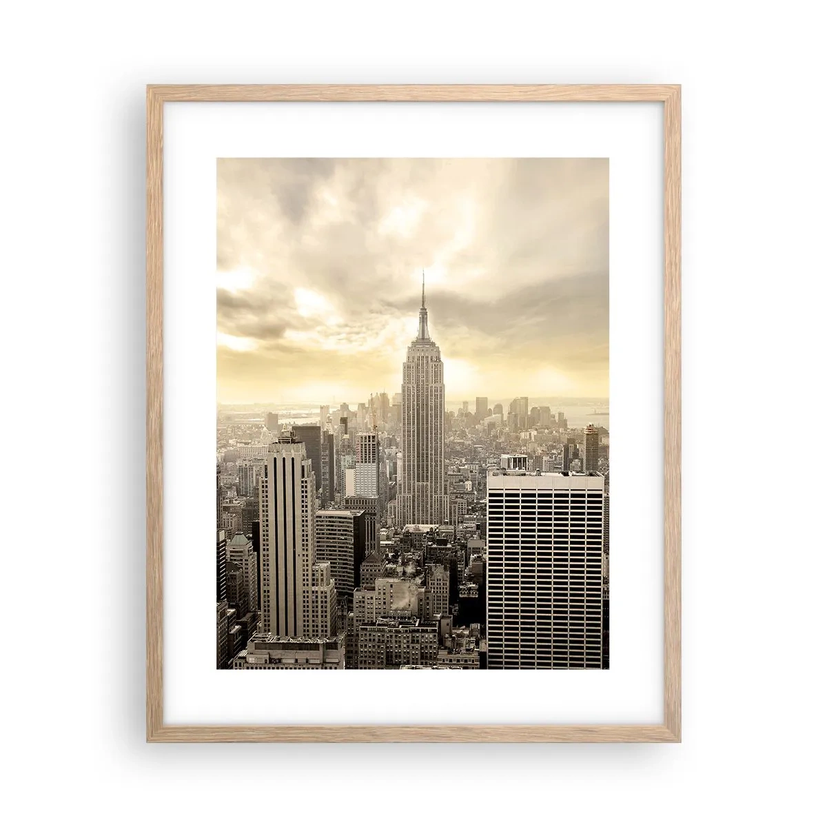Poster in light oak frame - New York Woven in Grey - 40x50 cm