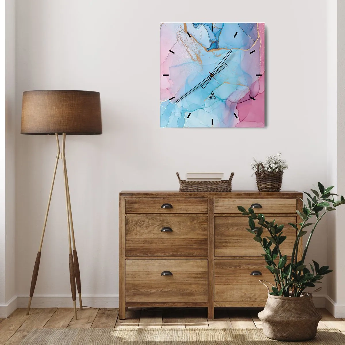 Wall clock - Clock on glass - Encounter and Permeation - 30x30 cm