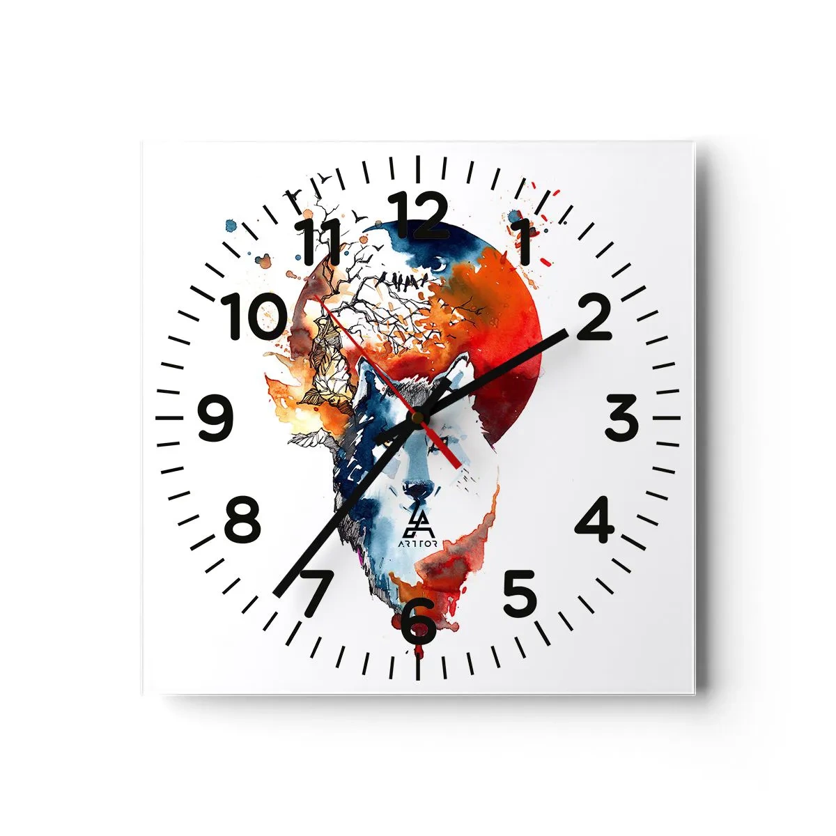 Wall clock - Clock on glass - Face to Face With the Night - 40x40 cm