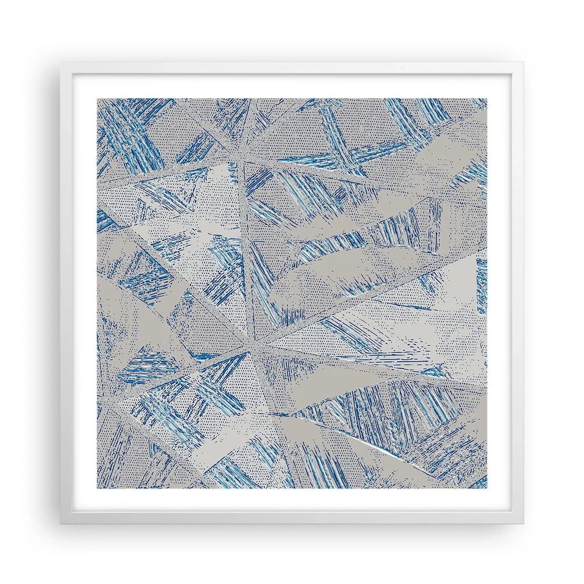 Poster in white frmae - In Blue and Grey Maze - 60x60 cm