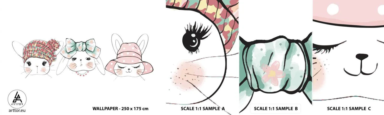 Photo Wallpaper Sample Standard Eco - Pensive Sad Cheerful - For children, Graphics, Illustration - 100x30 cm