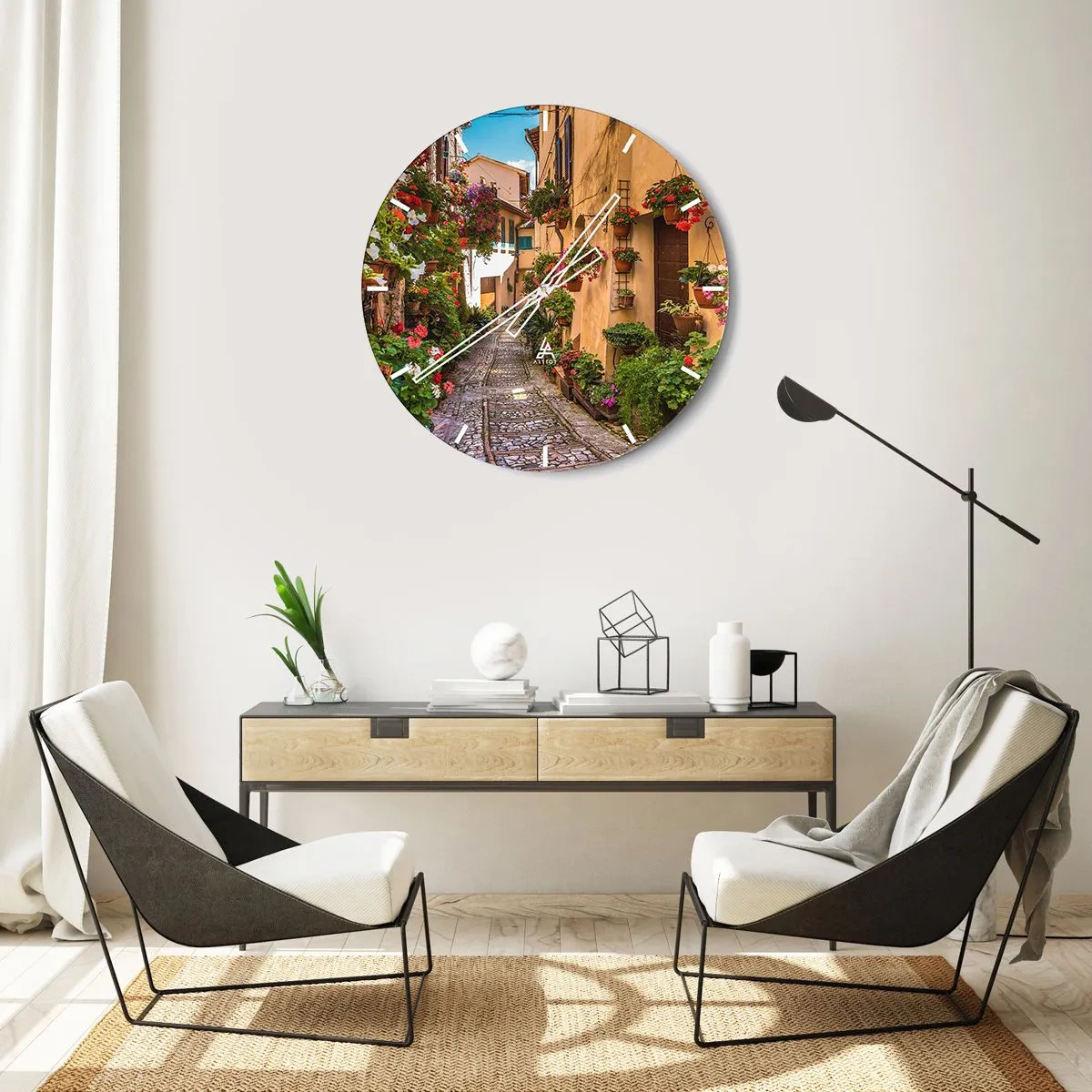 Wall clock - Clock on glass - Italian Back Street - 30x30 cm