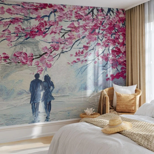 Custom Wallpaper Standard Eco - Romantic Walk - Paris, Eiffel Tower, Couple in love