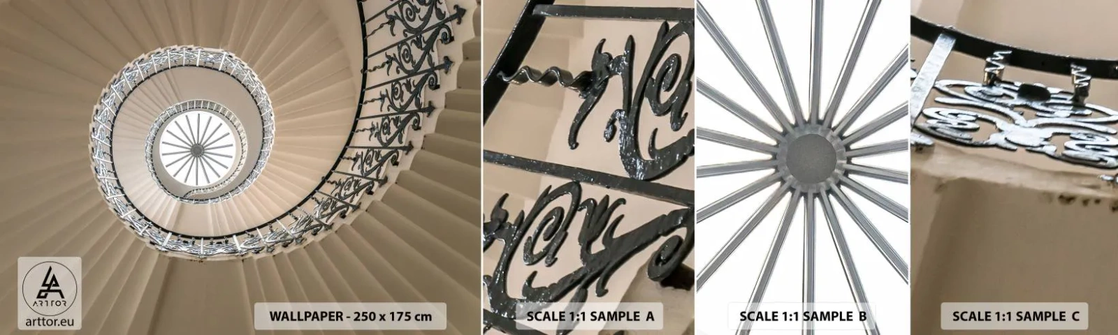 Photo Wallpaper Sample Standard Eco - Inside the Shell - Stairs, Curly, Ornament - 100x30 cm