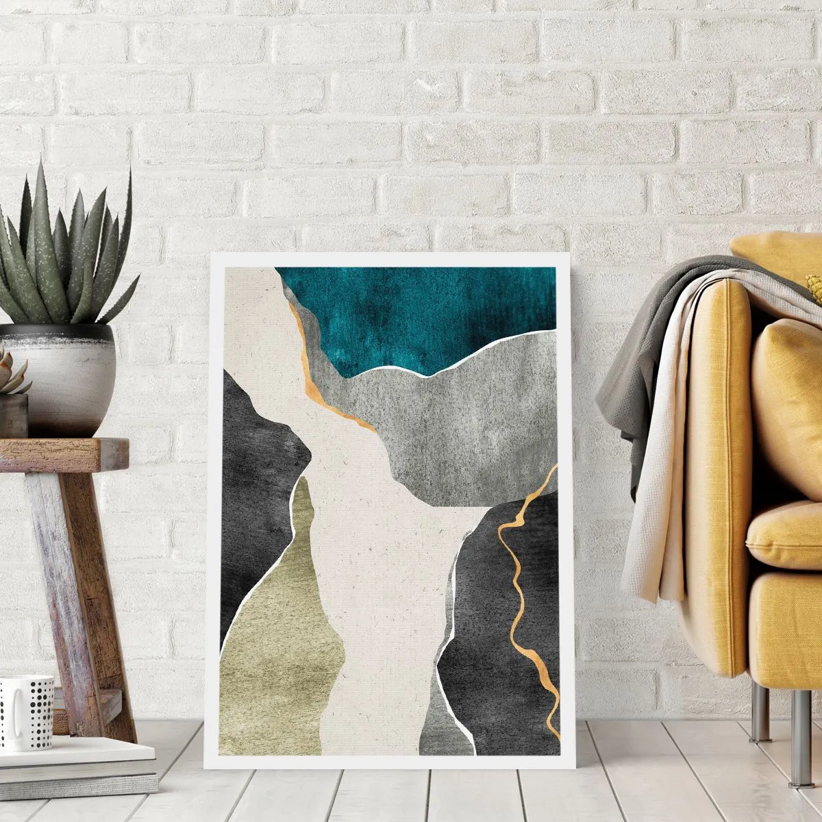 Poster - Mosaic Composition with a Gold Thread - 50x70 cm