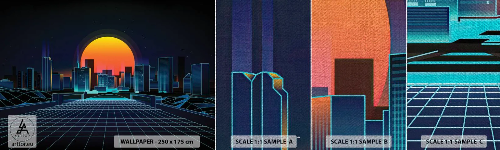 Photo Wallpaper Sample Premium Canvas - You Wanna Go Back to Reality? - Abstraction, City, Sun - 100x30 cm