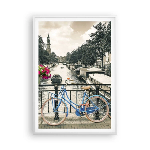 Poster in white frmae - Colour of a Street in Amsterdam - 70x100 cm