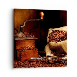 Canvas picture - Still Life with Coffee Grains and a Grinder - 30x30 cm