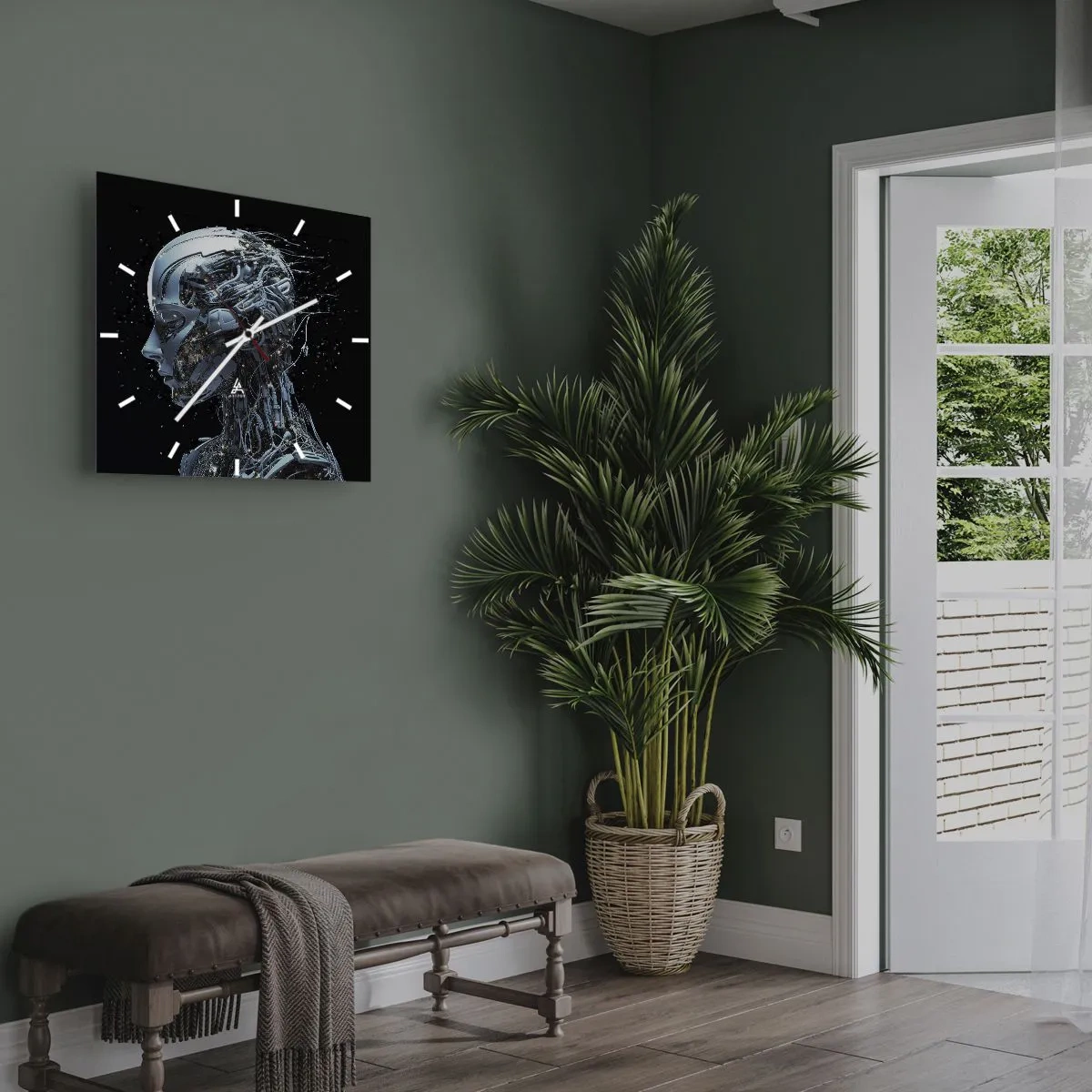 Wall clock - Clock on glass - Technology Is a Woman - 40x40 cm