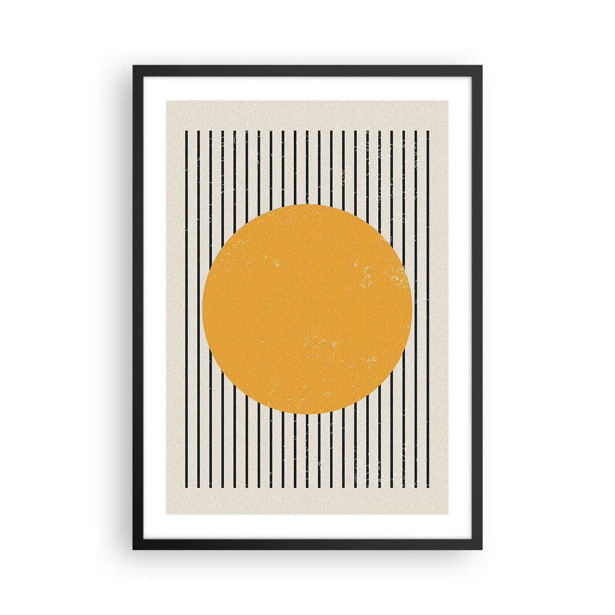 Poster in black frame - Geometric composition with orange circle and lines - 50x70cm - Power of Simplicity - Modern wall decoration for the living room and bedroom ARTTOR