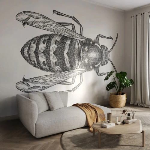 Custom Self-Adhesive Wallpaper Deluxe Sticker - From Insect Planet - Wasp, Insect, Minimalistic