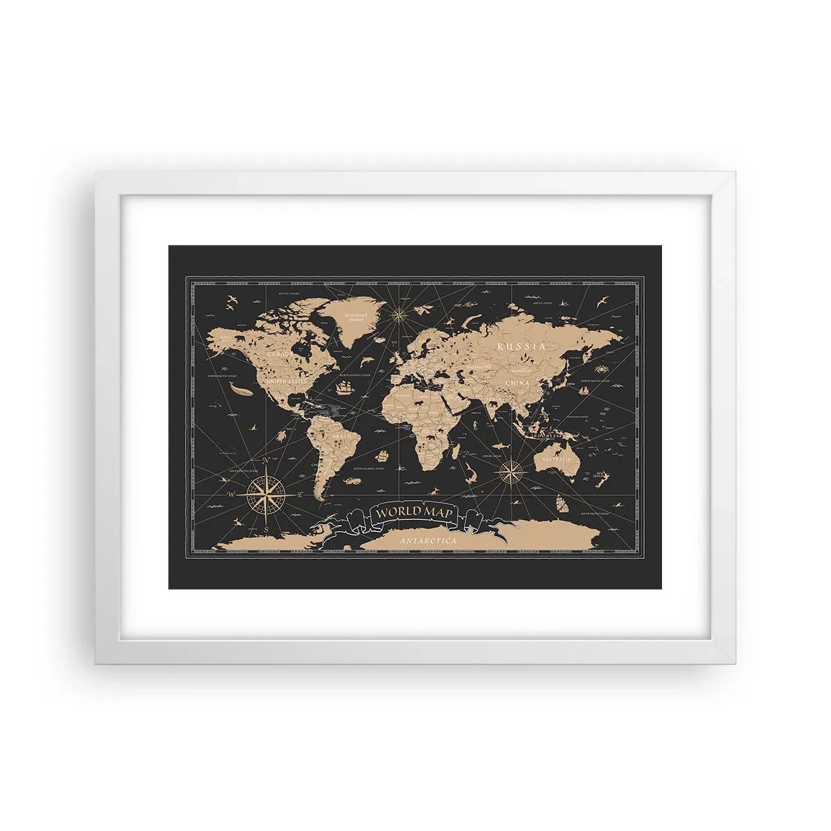 Poster in white frmae - Borders of My World - 40x30 cm