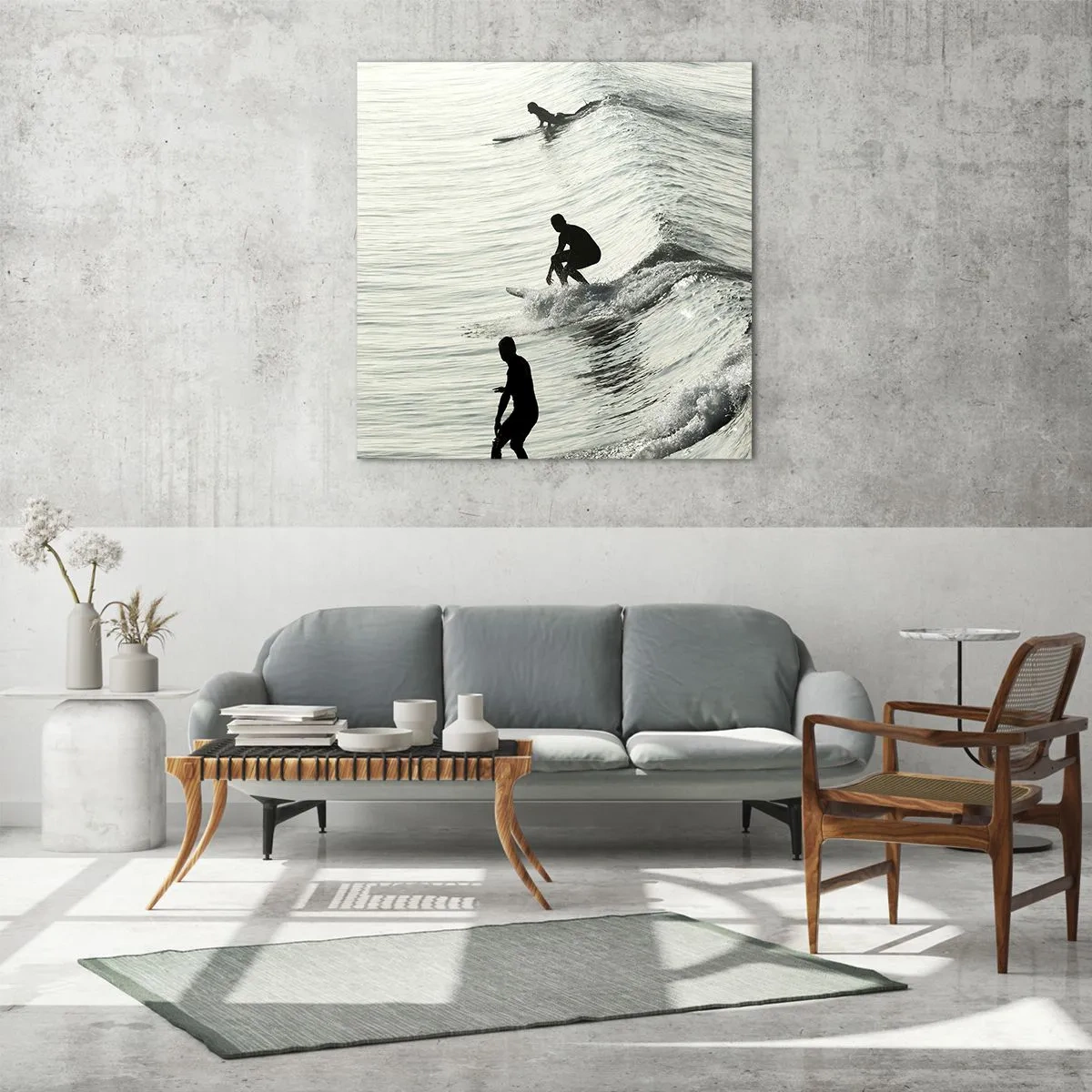 Glass picture - Meeting the Wave - 60x60 cm