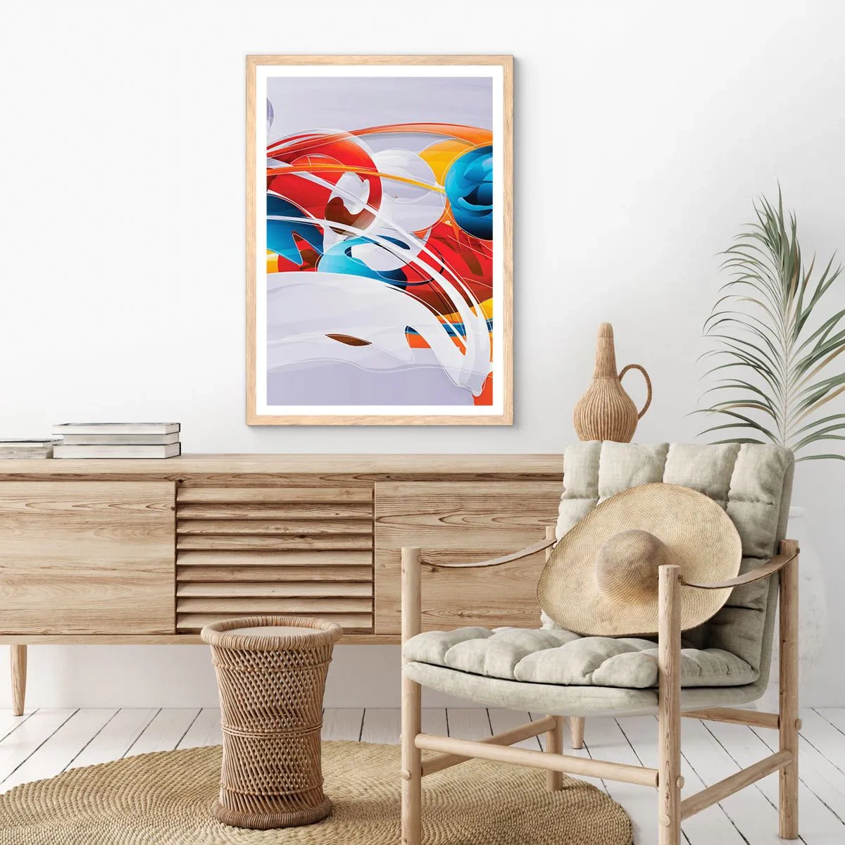 Poster in light oak frame - Dance of Elements - 40x50 cm