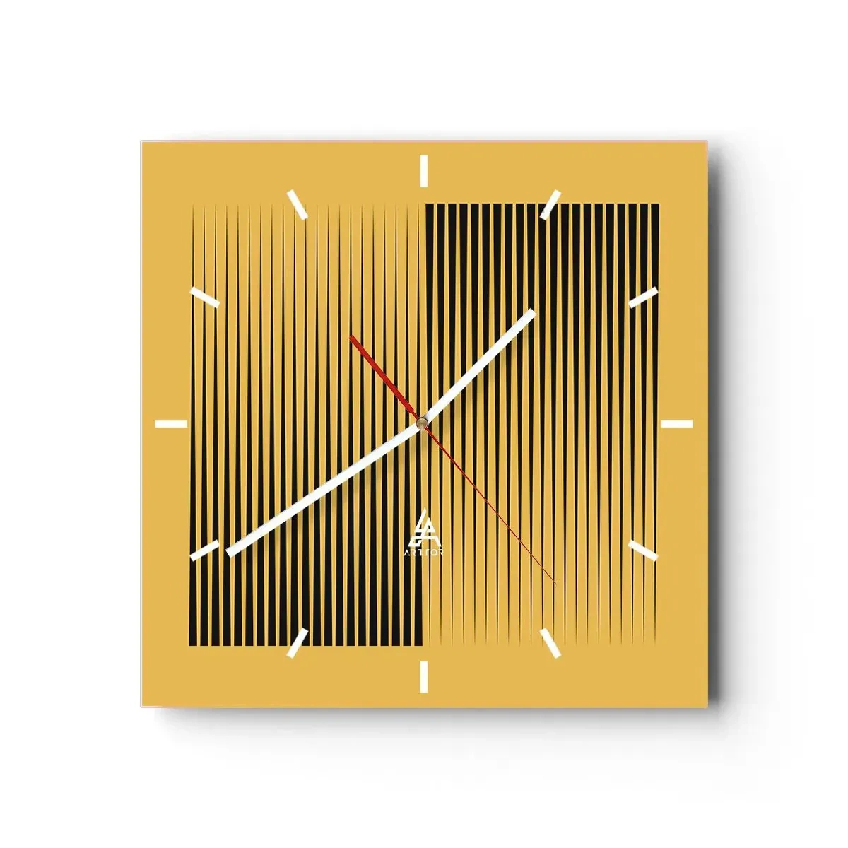 Wall clock - Clock on glass - Square Opposites - 30x30 cm
