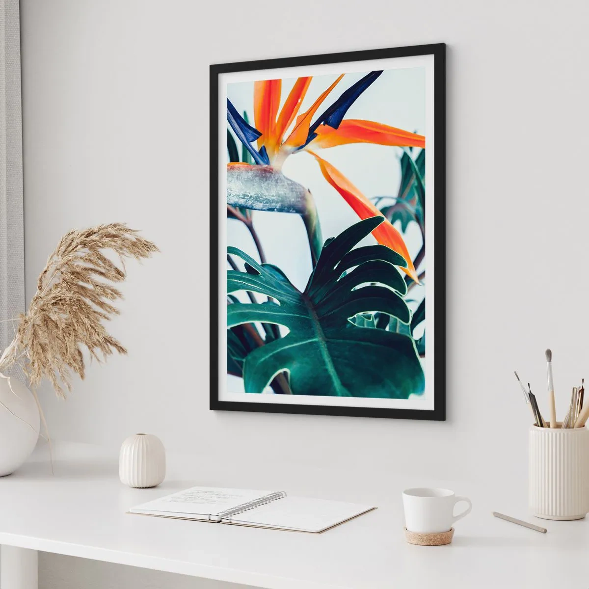 Poster in black frame - Birdy Bush - 40x50 cm