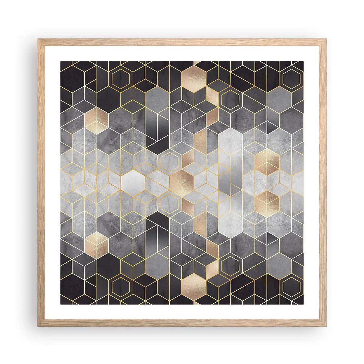 Poster in light oak frame - Diamond Composition - 60x60 cm