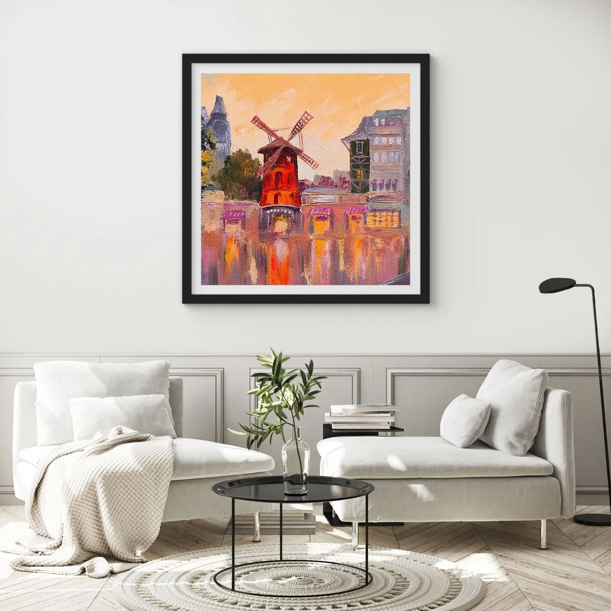 Poster in black frame - Icons of Paris - Moulin Rouge - 50x50 cm