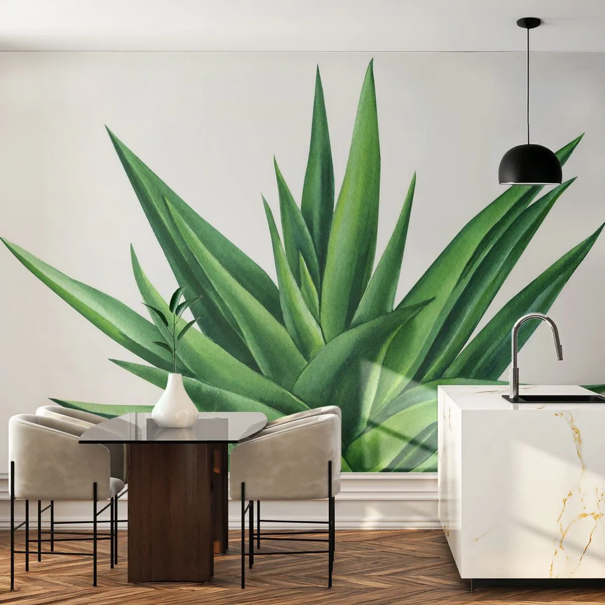 Self-Adhesive Photo Wallpaper Deluxe Sticker - Green - Power - Life - Plant, Aloe, Botany - 450x315 cm