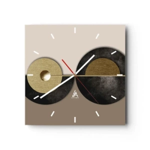 Wall clock - Clock on glass - Variations on Wheel - 40x40 cm