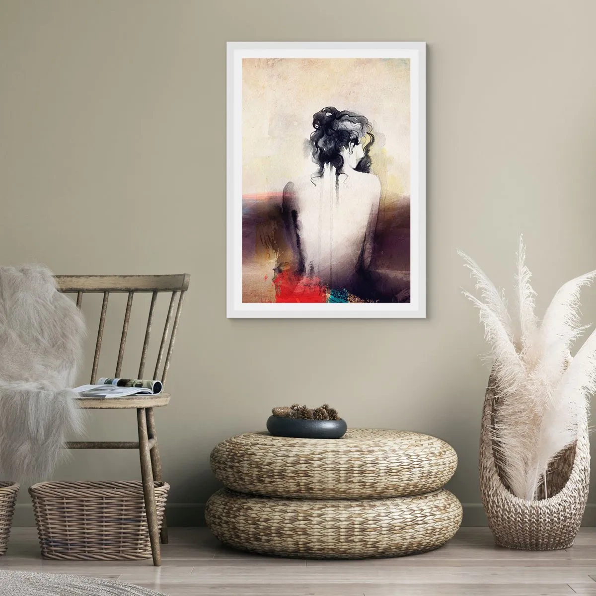 Poster in white frmae - Gentle Lines, Oval Shapes - 30x40 cm