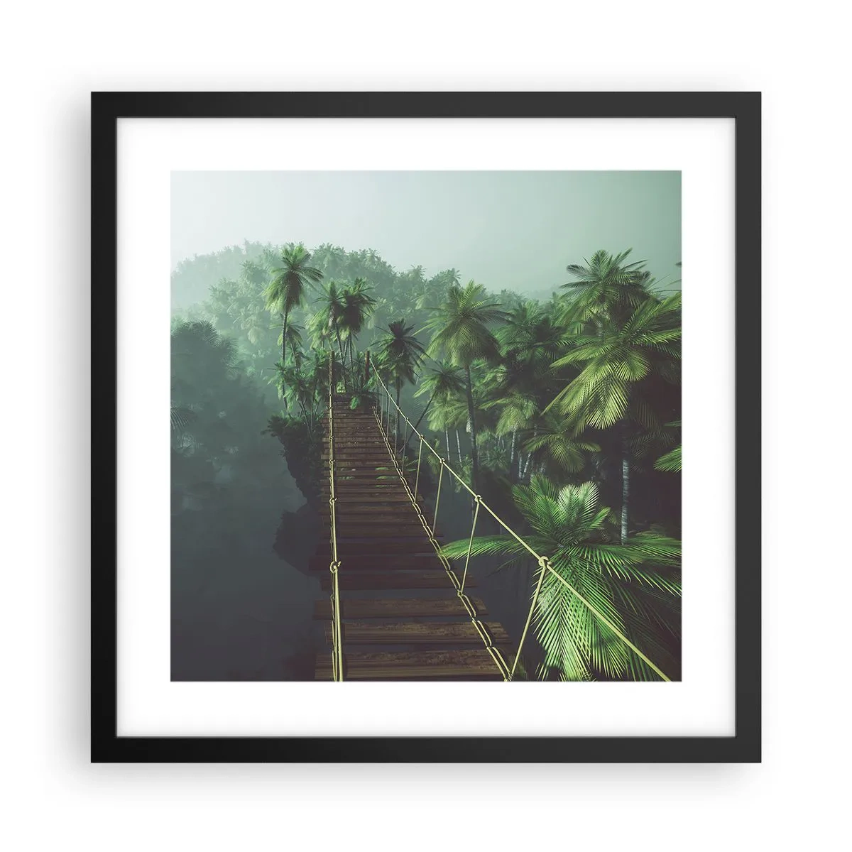Poster in black frame - Hanging Bridge in the Green - 40x40 cm