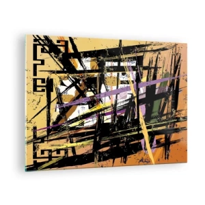 Glass picture - Abstract geometric composition in sharp lines - 70x50cm - Sharp Cuts - Modern wall decoration for the living room and bedroom ARTTOR