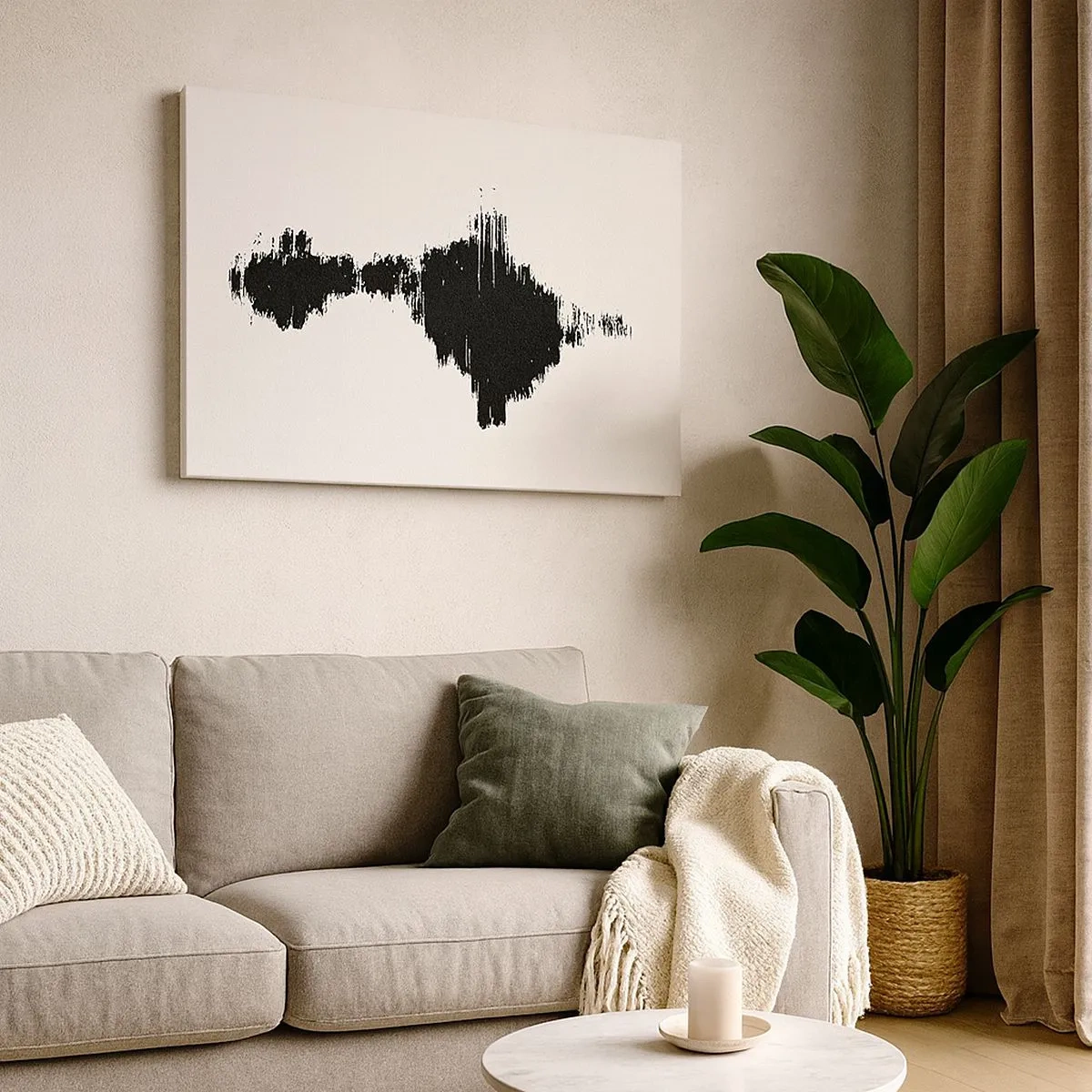 Canvas picture - An abstract motif resembling a sound wave in a minimalist style. - 70x50cm - Vibrations of Imagination - Modern wall decoration for the living room and bedroom ARTTOR