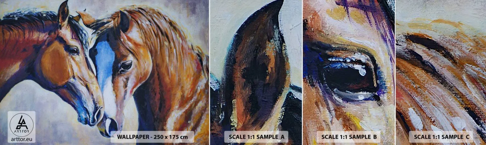 Photo Wallpaper Sample Self-Adhesive Deluxe Sticker - Is This Friendship Or Love? - Abstraction, Horses, Nature - 100x30 cm