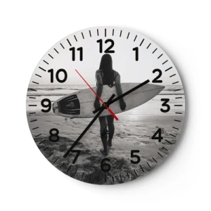 Wall clock - Clock on glass - Daughter of Sea Wave - 40x40 cm