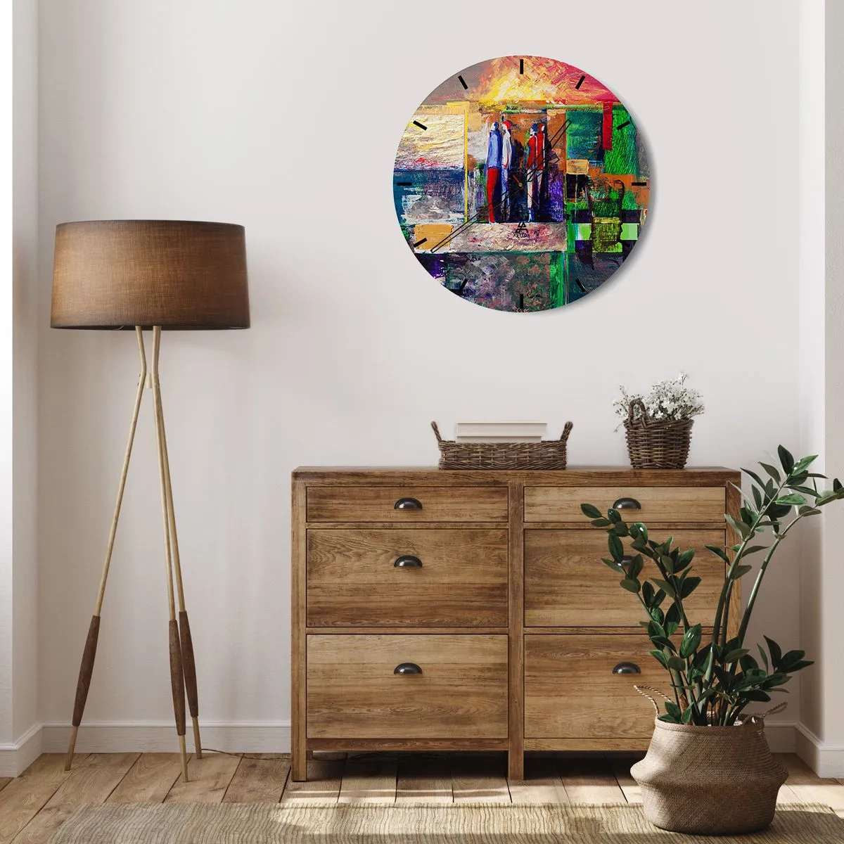 Wall clock - Clock on glass - Relations and Emotions - 40x40 cm