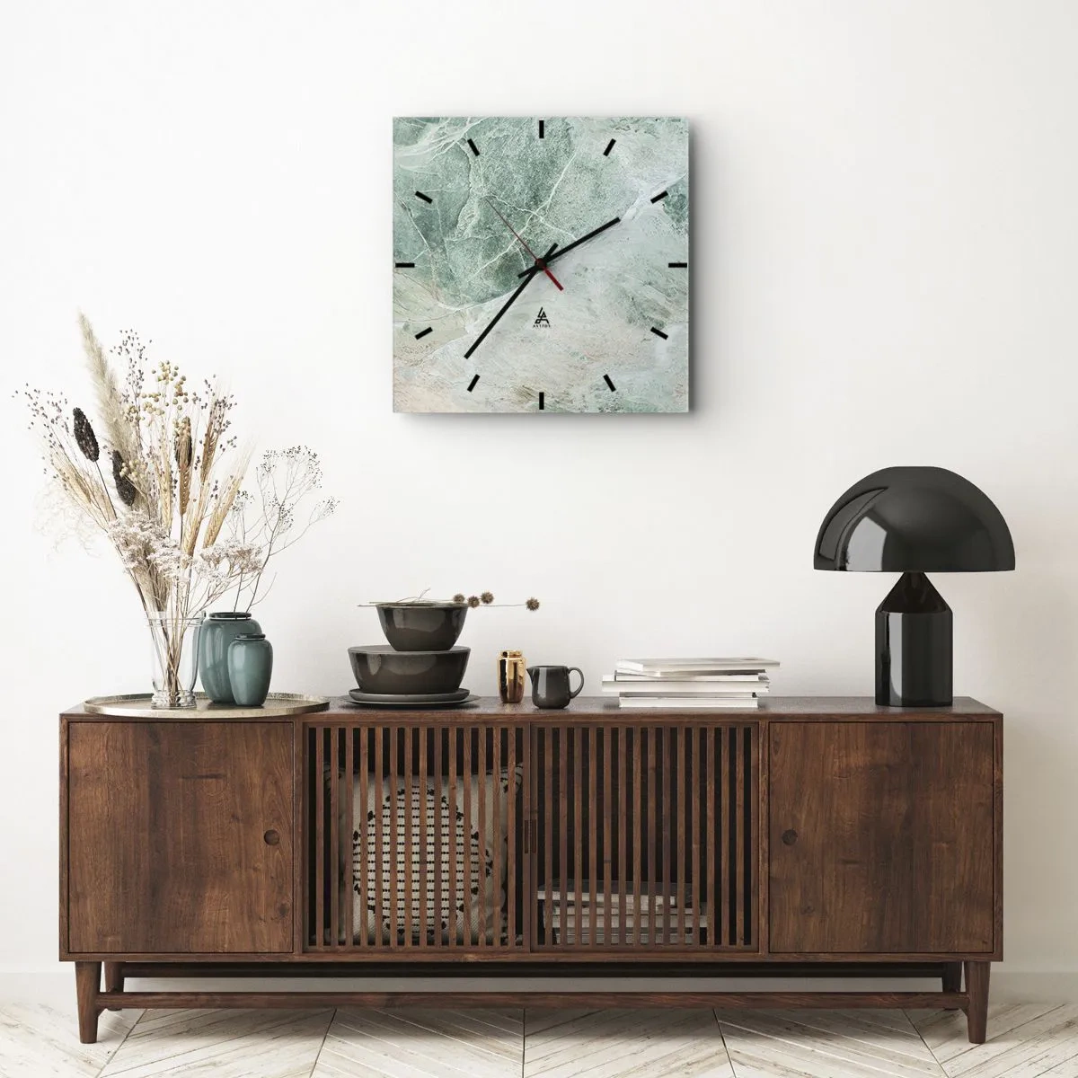 Wall clock - Clock on glass - Noble Coolness of a Stone - 40x40 cm