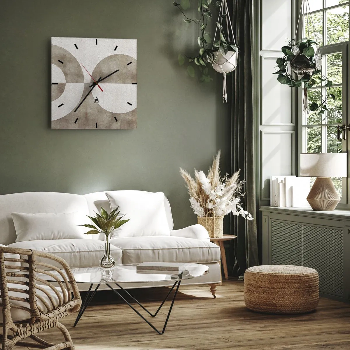 Wall clock - Clock on glass - Similarities and Differences - 40x40 cm