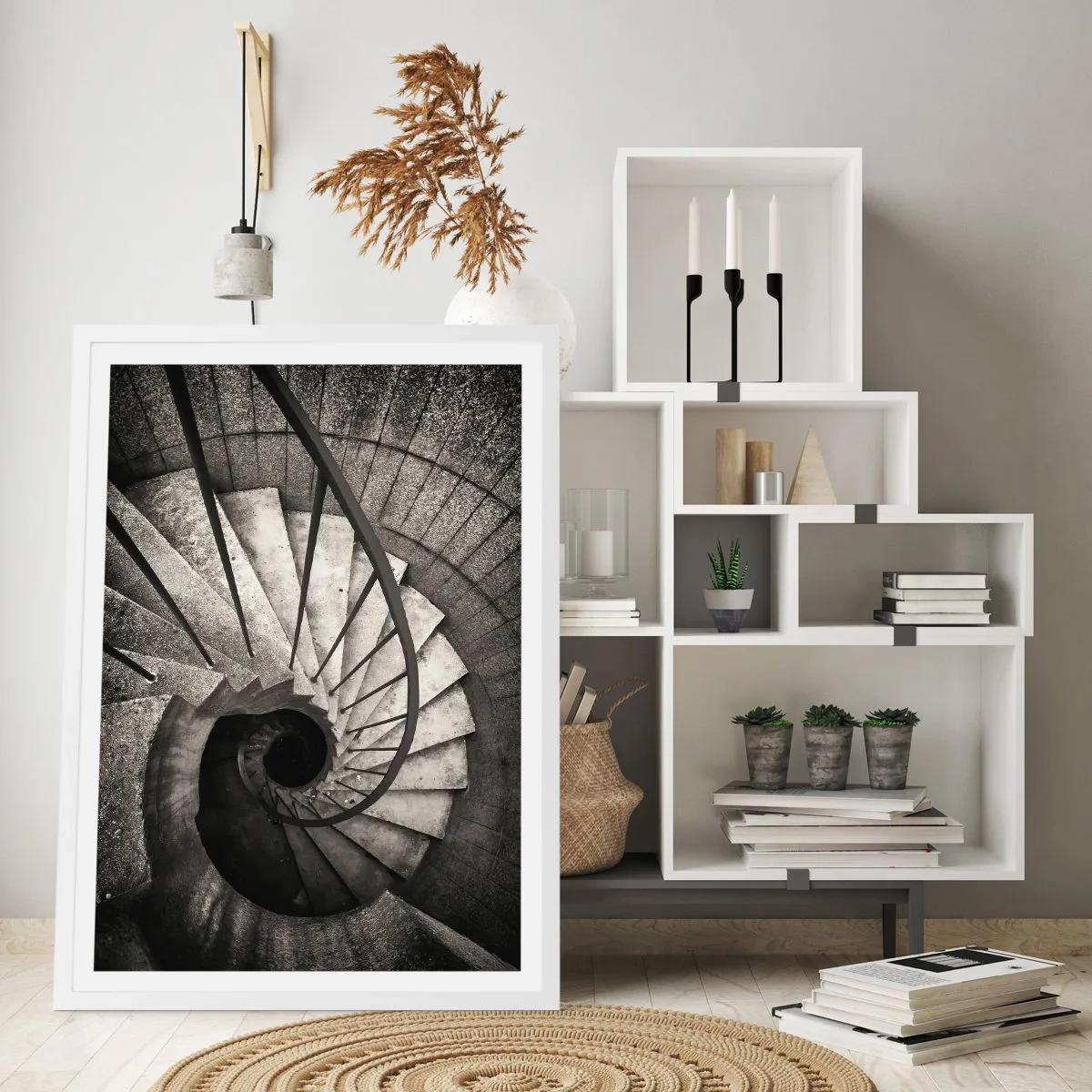 Poster in white frmae - Up the Stairs and Down the Stairs - 70x100 cm