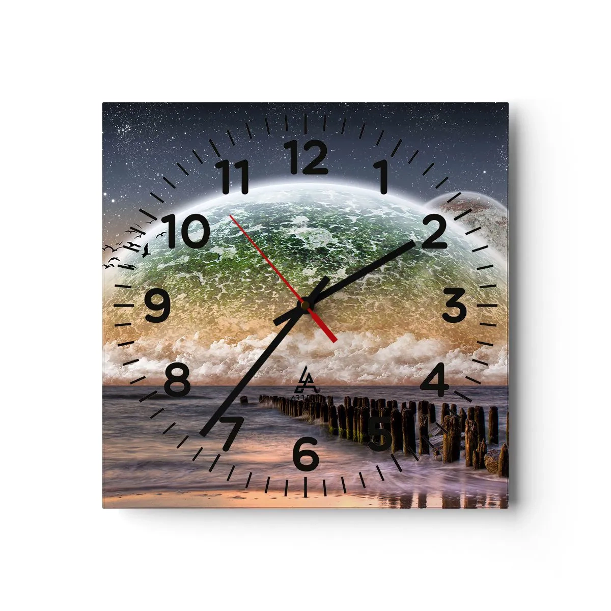 Wall clock - Clock on glass - And the World Has Emerged from Water - 40x40 cm