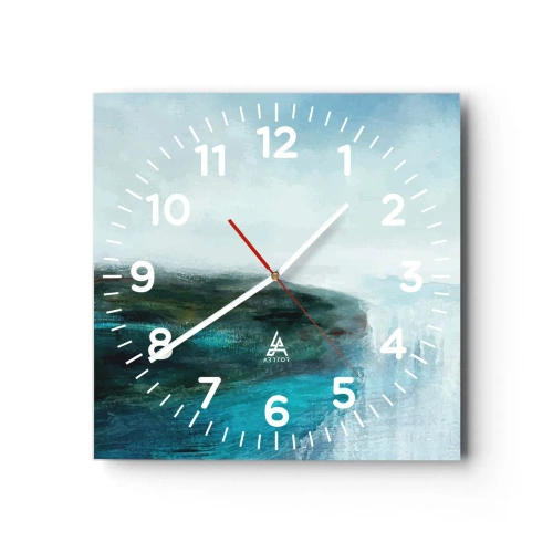 Wall clock - Clock on glass - Marine Abstract - 40x40 cm