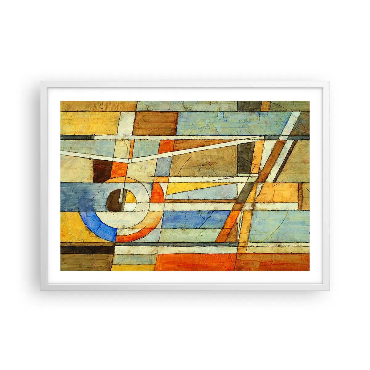 Poster in white frmae - Cubism on a Construction Site - 70x50 cm