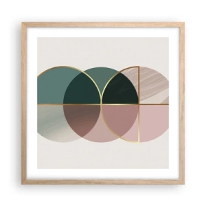 Poster in light oak frame - Circle after Circle - 50x50 cm