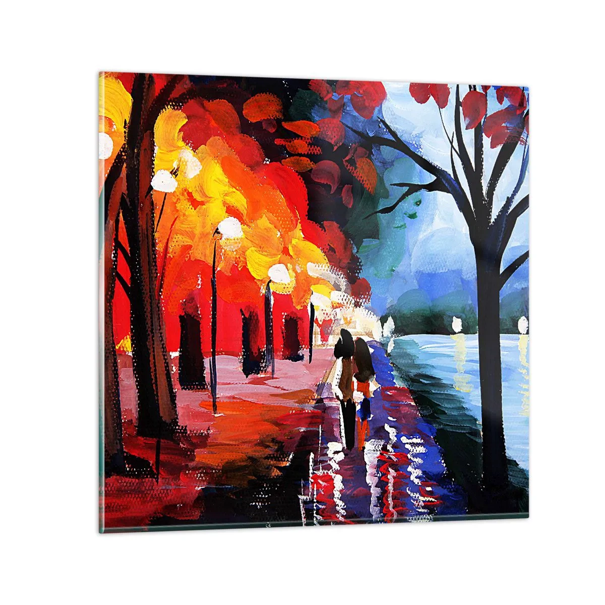 Glass picture - Flaming Autumn in the Park - 60x60 cm