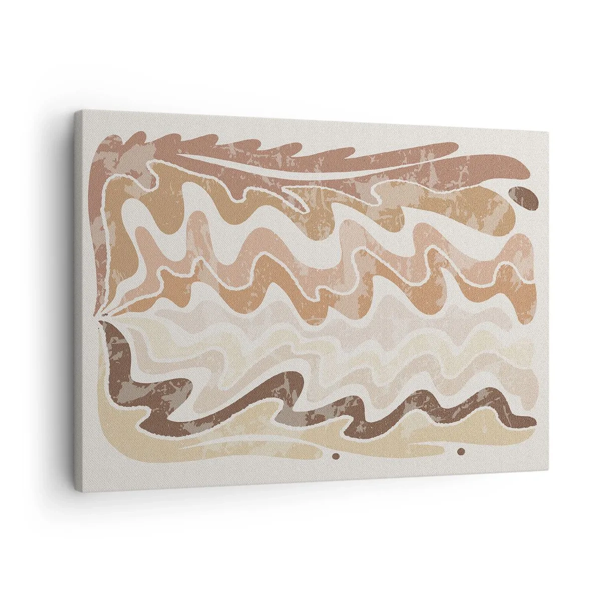 Canvas picture - Wavy abstract lines in beige shades - 70x50cm - Good Energy - Good Emotions - Modern wall decoration for the living room and bedroom ARTTOR
