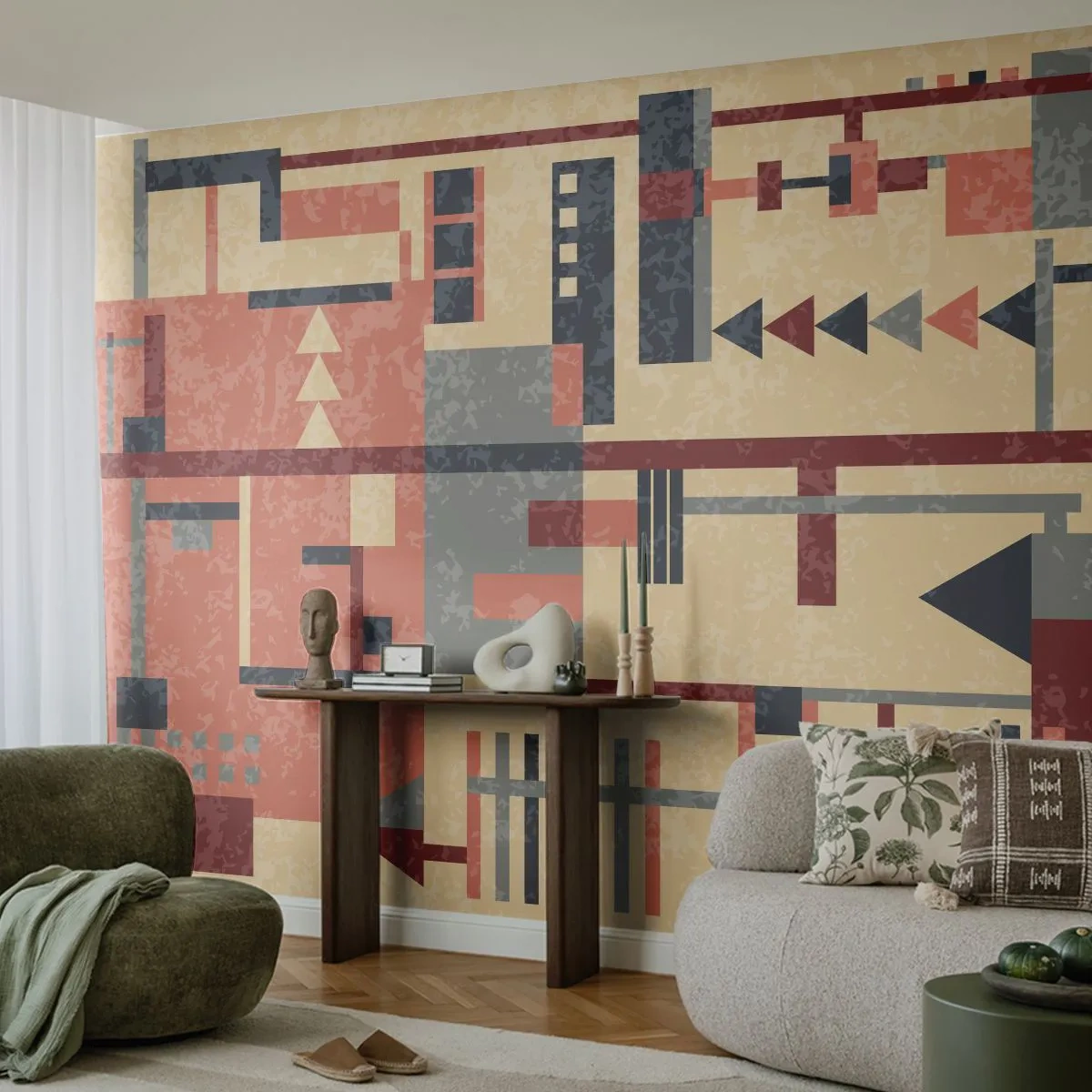 Custom Wallpaper Premium Sand - Combinations of Verticals and Horizontals - Abstraction, Piece, Modern Pattern