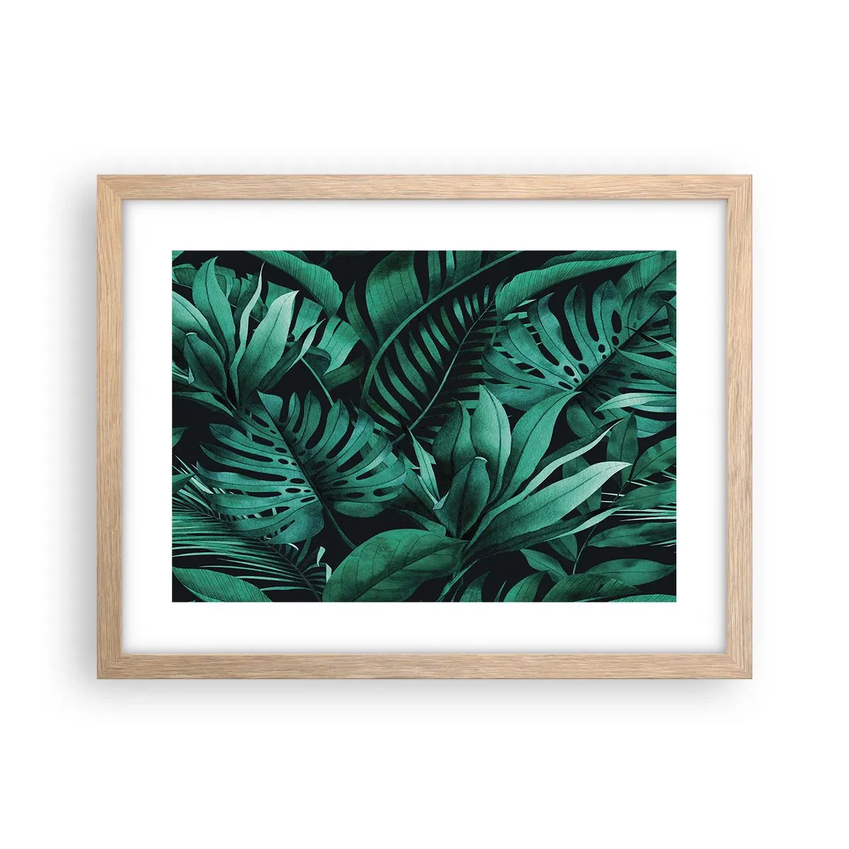 Poster in light oak frame - Depth of Tropical Green - 40x30 cm