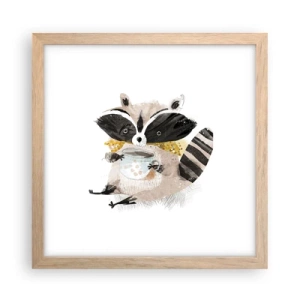 Poster in light oak frame - My Friend Raccoon - 30x30 cm