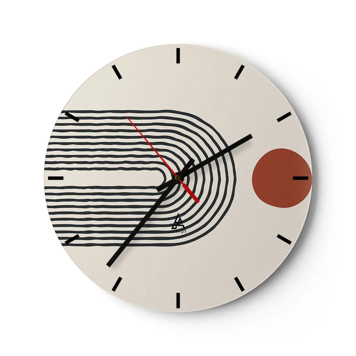 Wall clock - Clock on glass - Magnetism of Shapes and Colours - 40x40 cm