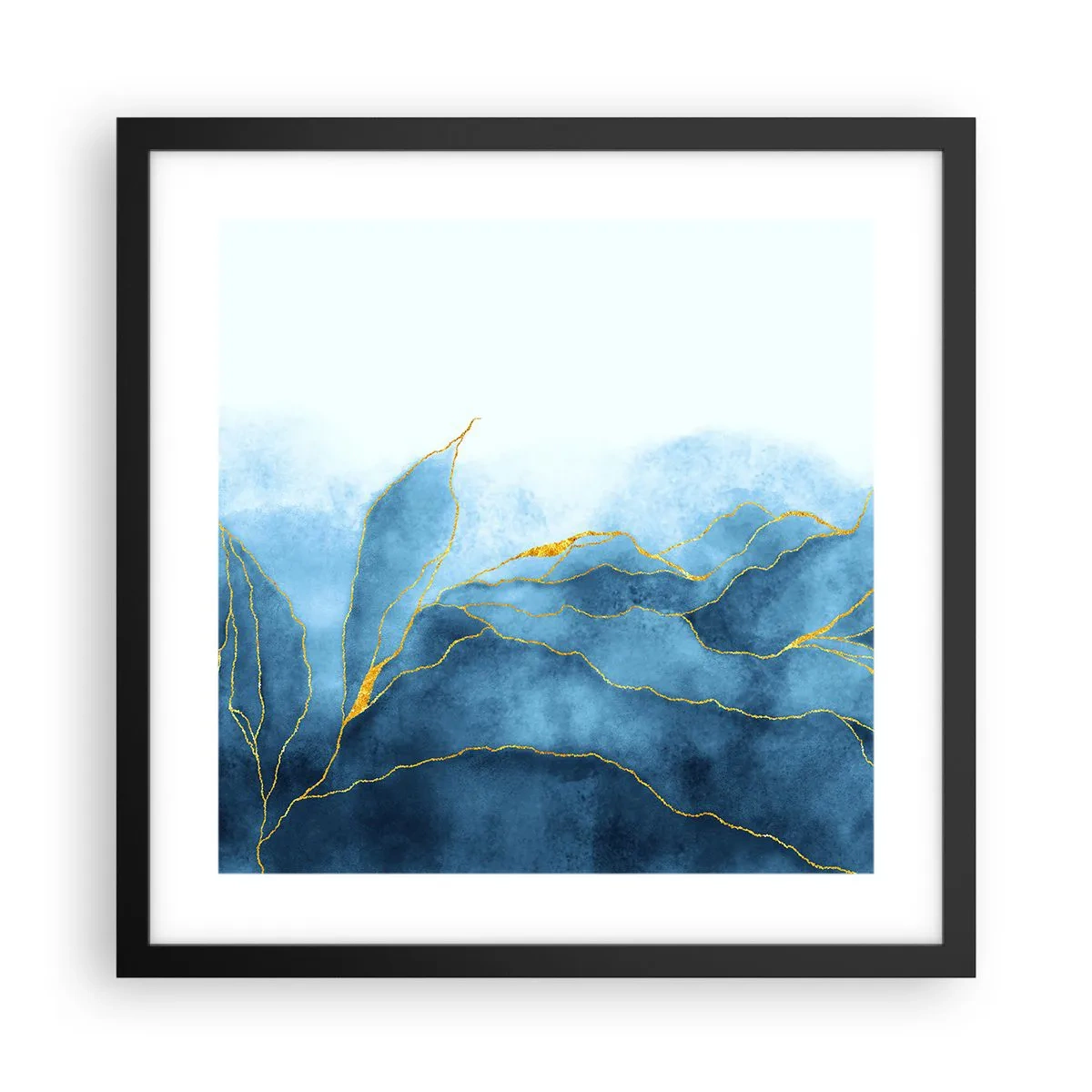 Poster in black frame - Blue In Gold - 40x40 cm