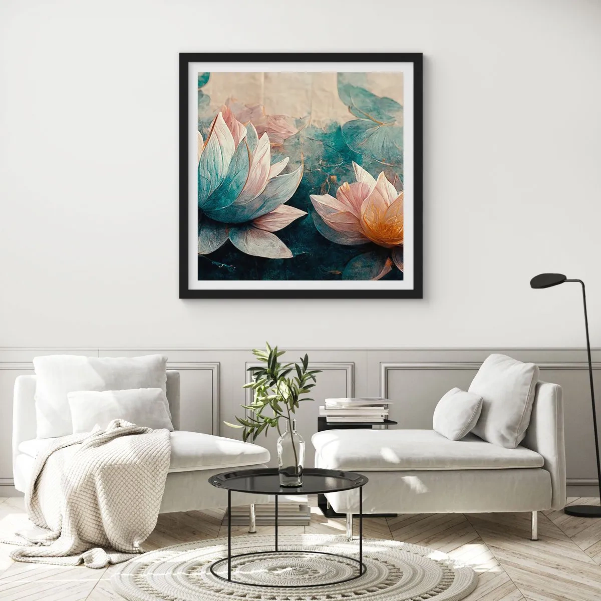 Poster in black frame - Stars of the Lake - 30x30 cm